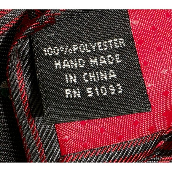 VTG Plaid Candy Cane Neck Tie Gray Red Tartan Christmas Holiday Party Hallmark - Picture 7 of 7